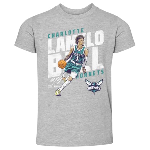 500 LEVEL LaMelo Ball Charlotte Hornets Toddler Shirt - LaMelo Ball Charlotte Hornets Slant WHT (Heather Gray, 3T)
