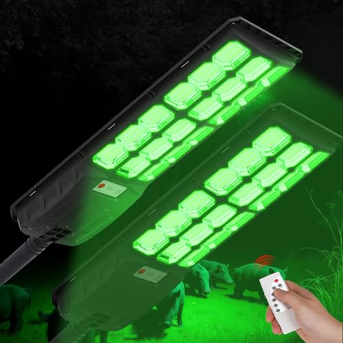 LIANGTUKING Green Hog Light for Night Hunting, Solar Green Light for Hunting Wild Hogs, Deer, Coyote, Bears and Fishing Hunting Accessories, Motion Activated Feeding Light with Remote Control (2 Pack)
