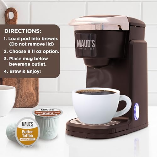 Image of Maud's Cinnamon Roll & Butter Toffee Flavored Coffee Pods, 22ct | Medium Roast Flavored Coffee in Single Serve Pods - 100% Arabica Coffee, Compatible with Keurig Coffee Makers