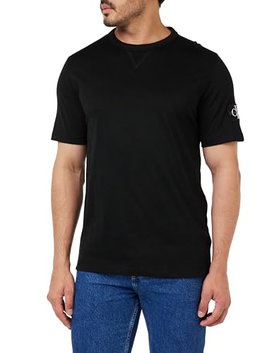 Calvin Klein Herren T-Shirt Kurzarm Regular Tee mit Logo-Badge, Schwarz (Ck Black), XL