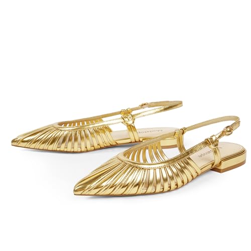 Image of Modatope Slingback Flats for Women Pointed Toe Ballet Flats Classic Low Heel Sandals Dress Shoes
