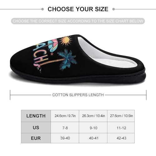 Life Cute Beach Women's Cotton Slippers Indoor Outdoor Slip-on Warm House Shoes with Anti-Skid Rubber Sole2