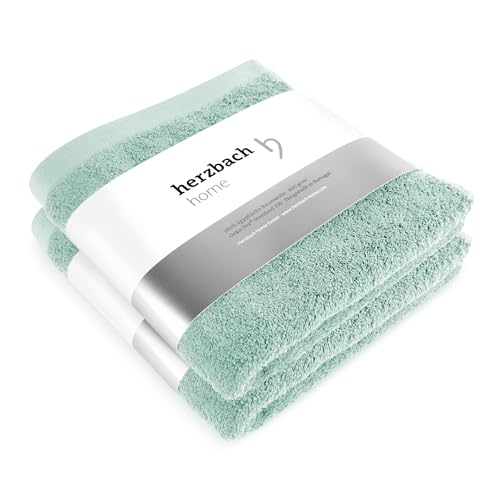 herzbach home Premium Handtücher 50 x 100 cm 2er-Set (Mint) – Hochwertige, weiche & saugstarke Handtücher in Bester Qualität – 100% natürliche Baumwolle
