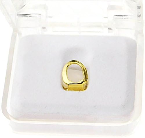 Open Face 14k Gold Plated Grillz Single Cap Bottom Lower Canine Tooth Hip Hop Grills