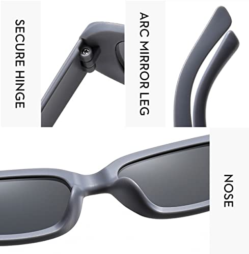 Image of IKANOO Retro Rectangle Sunglasses for Women Men Small Square Frame Trendy Y2K 90's Black Sunglasses