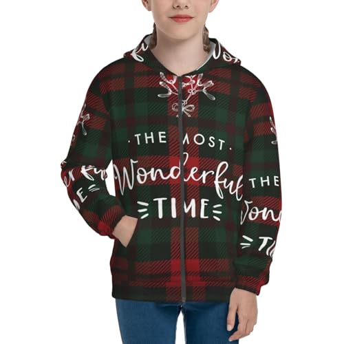 Wonderful Time Christmas Kids Pullover Hoodies Boys Zip Up Sweatshirts Girls Athletic Clothes with Pocket3