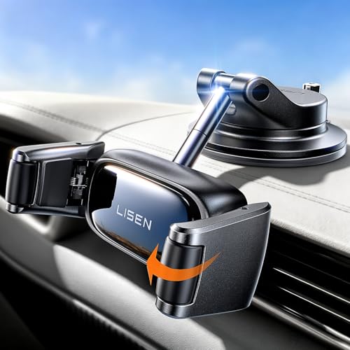 LISEN Snapmount Handy Halterung Auto - [Rollen Design] [0,1 s Gleitet Hinein] Handyhalterung Auto mit Vakuum Saugnapf, 360° Drehbar KFZ Autohalterung für iPhone 17 Pro Max & Android mit Dicke Hüllen