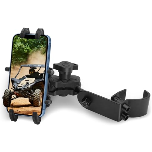 Esploratori UTV Phone Mount for Pro-Fit Cage Aluminum Alloy 8-Claw Holder for Groove Rods 360 Adjustable SXS Mount for Defender Ranger General Uforce for 4.9 to 6.9 Cellphone