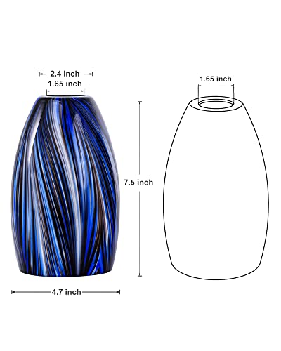 Image of Karyfine Oval Glass Lamp Shade Only Art Glass Lamp Covers Light Fixture Replacement for Kitchen Island Mini pendant Ceiling Lights Chandelier Hand Blown Glass Shade Replacement (Brown and Blue)