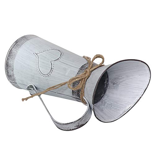 Fovasen Metal Milk Jug Large Galvanized Pitcher Love Vase, French Style Decorative Flower Vase With Unique Design For Farmhouse Decor - 11" #TOP2