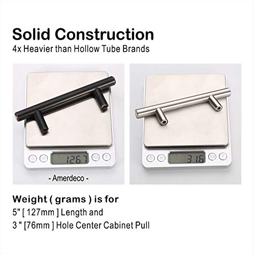 Amerdeco IH0001ORB76 10 Pack Oil Rubbed Bronze 3Inch(76mm) Hole Centers Kitchen Cabinet Pulls Hardware Modern Kitchen Solid Handles for Cabinets Cupboard Handles Drawer Pulls
