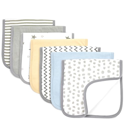 Image of Baby Burp Cloths - 7 Pack Triple Layered - Top and Bottom 100% Cotton and Middle Layer 100% Polyester Fleece - Extra Absorbent and Soft Baby Burp Cloth for Boys and Girls