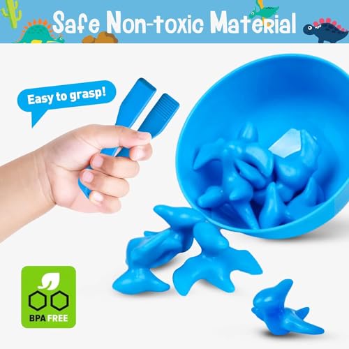Image of Counting Dinosaurs Game Color Sorting Toys with Bowls Montessori STEM Sensory Training Early Educational Preschool Learning Toy Gift for Toddlers Kids Ages 3 4 5 6 (Dinosaurs)