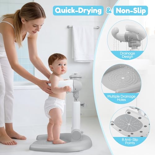 Support de douche réglable enfants et bébé avec tabouret amovible accessoire pliable - 7