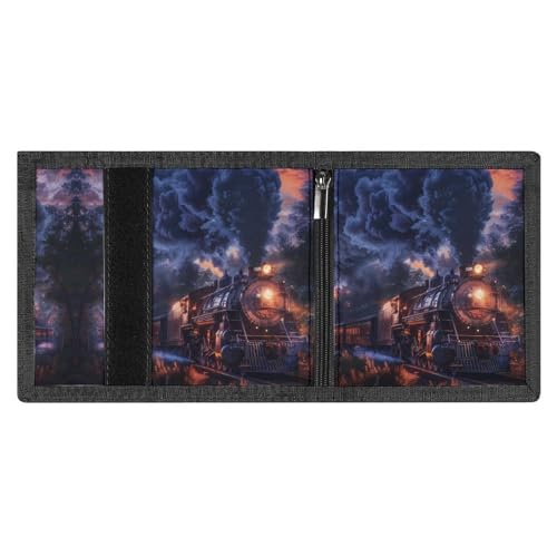 Train The Express American Railroad Trifold Wallets Slim Coin Purse Card Holder Durable Money Clip for Women Men4