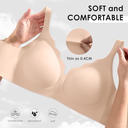 Image of Seamless Wireless Bra for Women with Support - No Underwire Full Coverage Push Up Comfort Bras - Back Fat Smoothing Bralette