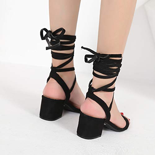 Mackin J G150-3 Lace Up Gladiator Sandals Open Toe Block Heel Dress Shoes Black 6.5 #TOP2