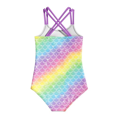Image of LQSZ Girls One Piece Swimsuits Quick Dry Beach Bathing Suit Cross Shoulder Strap Swimwear