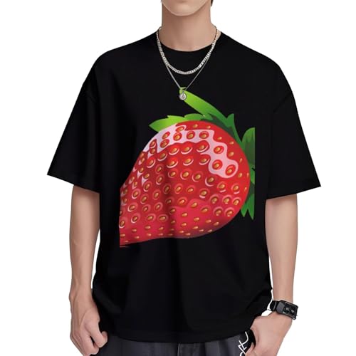 T-shirt fraise homme en coton respirant | Col rond manches courtes S-XL