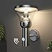 Produktbild NBHANYUAN Lighting® LED Außenleuchte mit Bewegungsmelder und Dämmerungsschalter Außenlampe Silber Edelstahl 3000K Warmweiß Licht 220-240V 1000LM 9.5W IP44 (mit PIR Sensor)