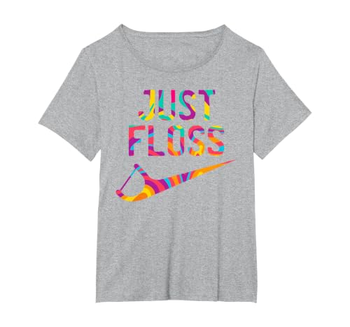 Just Floss Funny Dental Oral Hygienist RDH Dentist Assistant T-Shirt, Women's Plus, Heather Grey, 3X