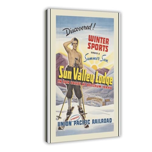 Sun Valley Ketchum Idaho Ski Poster 12x18 Canvas Wall Art