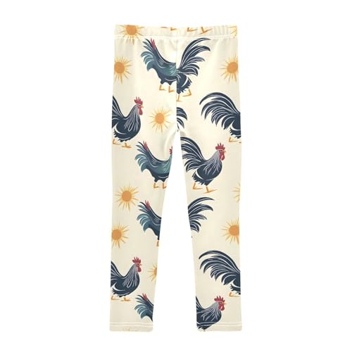 Rooster Sun Girls Leggings Ultra Soft Compression Yoga Gym Pants for Kids 4-10T2