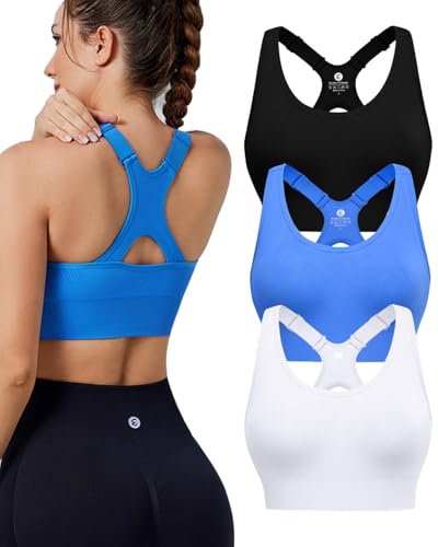 Image of Evercute High Impact Sports Bras for Women 3 /4 /5 Pack, Adjustable Straps Padded Supportive Seamless Racerback Running Bras