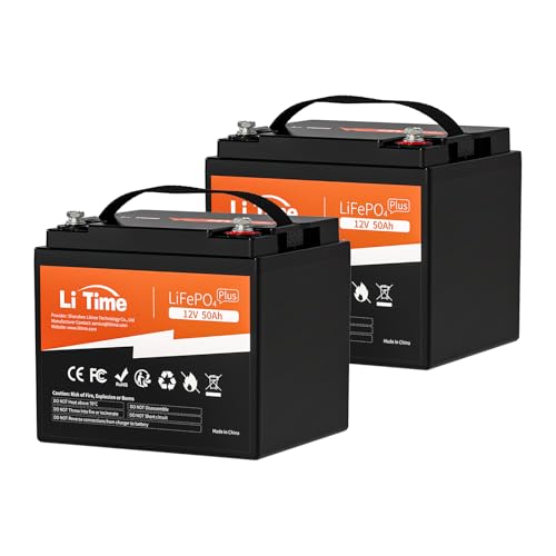 Image of Litime 12V 50Ah LiFePO4 Trolling Motor Battery for Marine RV Solar - 2Pack
