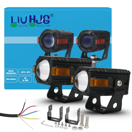 Image of LIU HJG S-83 80W Yellow /White LED Fog Light with Red Devil Eye | Universal for Bike & Car