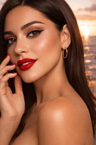 Image of HUDA MATTE ME Matte Lipstick - Ultra Pigmented Creamy Matte Bullet Lipstick MULTICOLOR Shade) (RED)