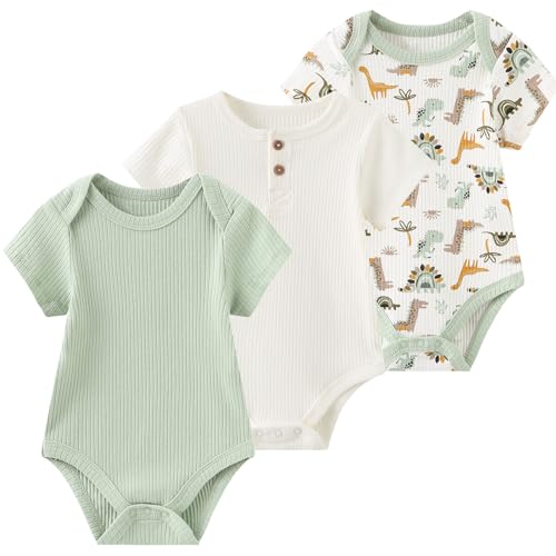 Image of Ruliby Newborn Baby Ribbed Bodysuit Cotton Baby Boy Girl Clothes 0-12 Months