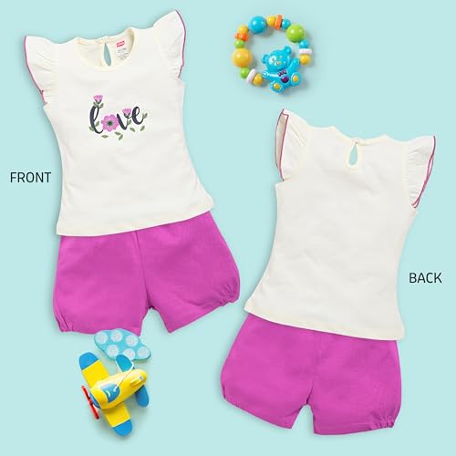Image of LuvLap Baby Girls Regular Fit 100% Cotton Half Sleeves Girls Top CoSets Pack of 3