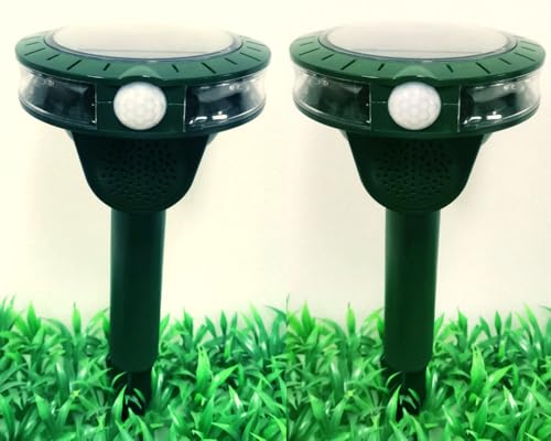 2X Katzenschreck Ultraschall Solar Tiervertreiber, Marderschreck mit Sensor-Blitzleuchte Katzenabwehr Marderabwehr Garten Wasserdicht 2 Modus Waschbär Abwehr für,Katzen,Hunde,Marder,Mäuse,Vögel