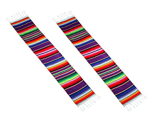 SCSpecial Camino de mesa estilo mexicano 2 piezas de 35,5 x 20,5 cm Serape de algodón para decoraciones de fiesta mexicana