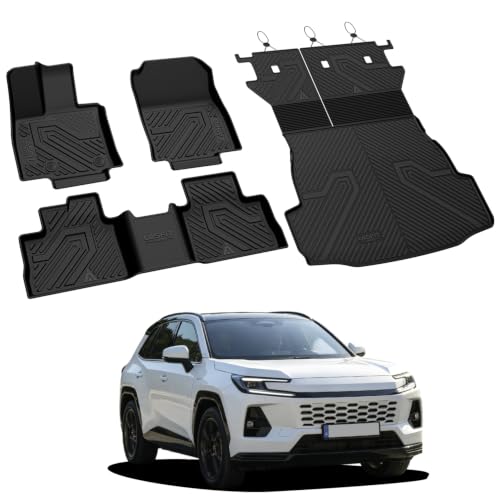Image of LASFIT Floor Mats & Trunk Mat for Toyota RAV4 2026 PHEV Plug-in Hybrid | Not Fit Hybrid. Not Fit Cargo with Subwoofer TPE All Weather Custom Fit Floor & Trunk & Backrest Mat Automotive Accessories