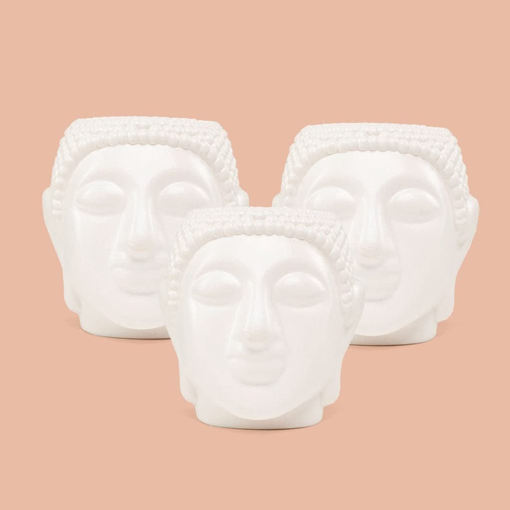 TrustBasket Buddha Table Top Planter Pot (Pack of 3) | Heavy Duty Plastic White Indoor Planter for Home Decor. (B0BRVJTN9X) Amazon Price History, Amazon Price Tracker