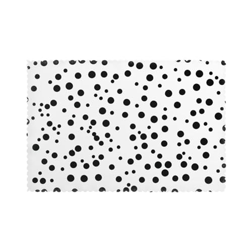 WHJSSF Lot de 6 sets de table noirs et blancs à pois pour table de salle à manger et banquets faciles à nettoyer à température ambiante pour une utilisation durable