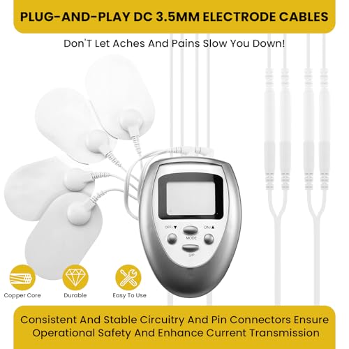 Image of 6 Pcs TENS Wires Pin Electrode DC 3.5mm Plug Cables | Electrode Lead Wire Adapters, Featuring Pin & Snap Connections for TENS, EMS, IF Units