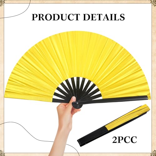 Image of Maitys Large Rave Fan Folding Handheld Fans 13'' Clap Fans for Line Dancing Clack Fan Holographic Festival Accessory for Martial Art Gift Performance, Includes 2 Pouch