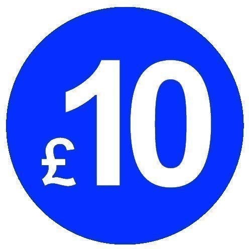 from 99p to £10 - Pack of 200 Blue 20mm Price Stickers/Sticky Labels (Blue £10)