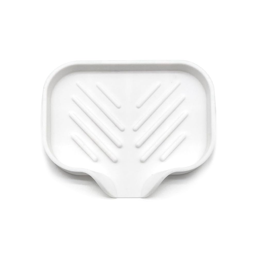 CTRLZS Self Draining Soap Bar Holder Silicone Kitchen Sink Soap Dish Tray Counter Organizer Easy Install Easy to Use S White