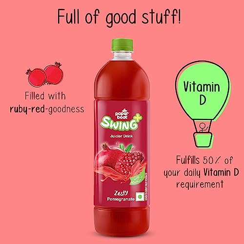 Image of Paper Boat Swing Zesty Pomegranate Juice, Enriched with Vitamin D, No Gmos, 1.2 Litre (Pack of 2)