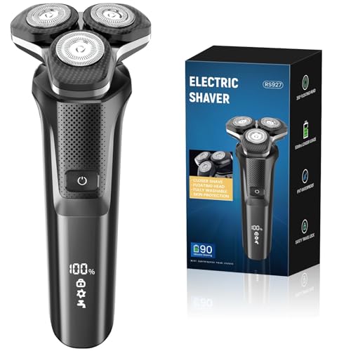 Bazivve Electric Razor for Men, Wet Dry Shaver with Pop-Up Trimmer, Cordless Portable Razor, IPX7 Waterproof (Black)