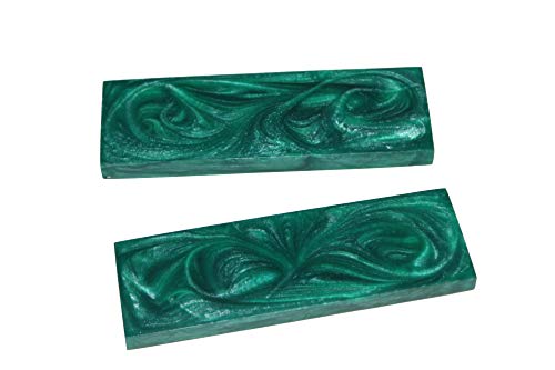 Buddha4all Resin Knife Scales Streaked Scales Fixed Blade Hunting Knife Pair Handles Material for Knifes (Dark-Green)