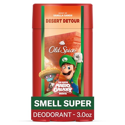 Image of Old Spice Aluminum Free Deodorant for Men, Old Spice x The Super Mario Galaxy Movie, 24 /7 Lasting Freshness, Lasting Odor Protection, Smell Super with Desert Detour, Vanilla Sands Scent, 3.0 oz