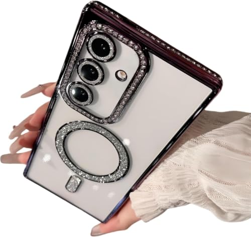 Image of for Samsung Galaxy S26 Plus Glitter Case,Luxury Bling Rhinestone Diamond Plated Bumper Case,MagSafe, Sparkle Camera Lens Protection Clear Back Cover for Samsung Galaxy S26 Plus (Purple)