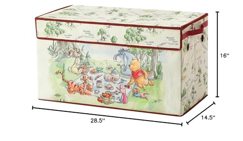 Image of Disney Winnie the Pooh Toy Storage Trunk with Soft Lid, Large Collapsible Toy Box Organizer for Kids, Durable Storage Chest for Books, Clothes & Playroom Storage, 28.5 inch x 14.5 inch x 16 inch