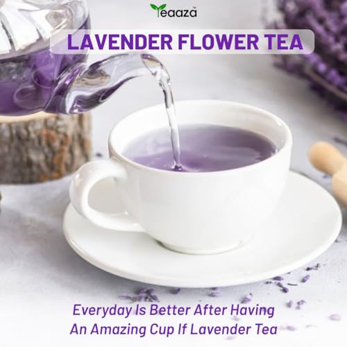 Image of TEAAZA Organic Lavender Tea Pack of 2: Calming Lavender Flower Tea For Relaxation And Wellness Support Promotes Good Sleep,Stress Relief|Improves Immunity|Soothing Tea For Relaxation|Reusable Pet Jar