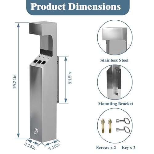 Image of lukar Wall Mounted Trash Can Outdoor, Commercial Trash Bin for Outside, Stainless Steel Garbage Can for Patios Hotels Cafes Offices Restaurants Bars and Public Areas